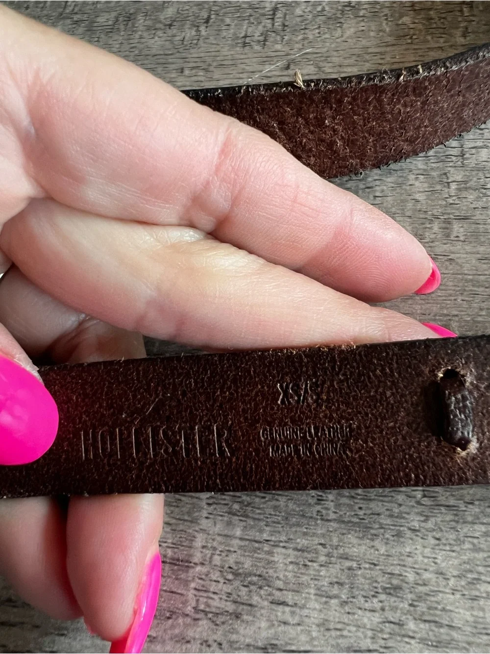 Hollister Y2K Vintage Brown Leather Belt with Brass Buckle Logo XS/S